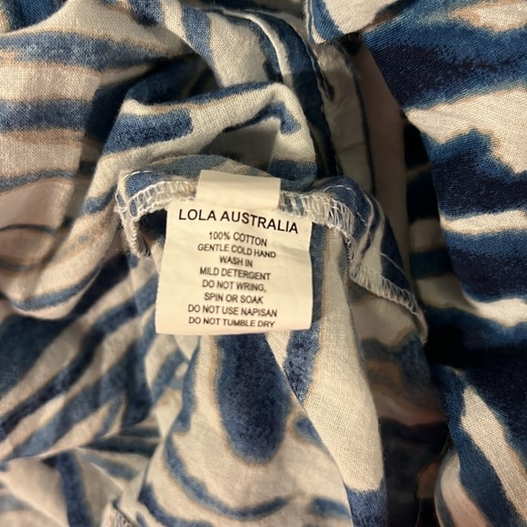 Lola Australia Twenty Shirt Animal Swirl Navy Print Cotton Coastal Resort Boho - Picture 5 of 13